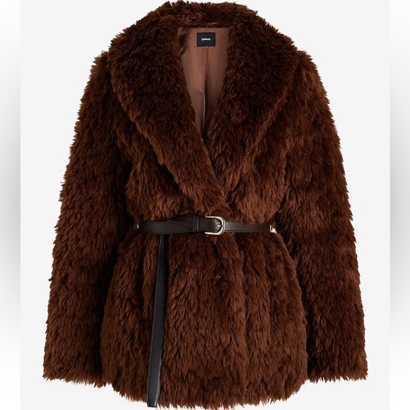 Faux Fur Belted Coat - Picture 4 of 10